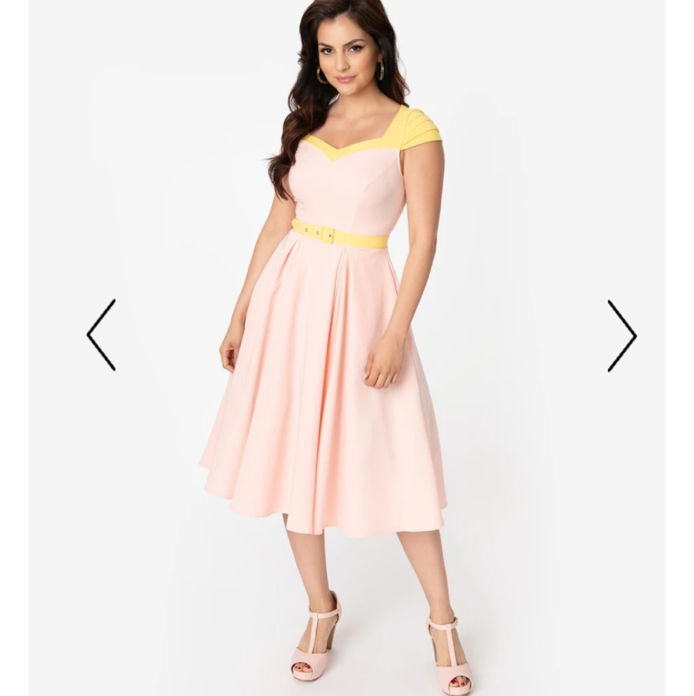 Miss Candy Floss 1950s pink and yellow swing dress size large
